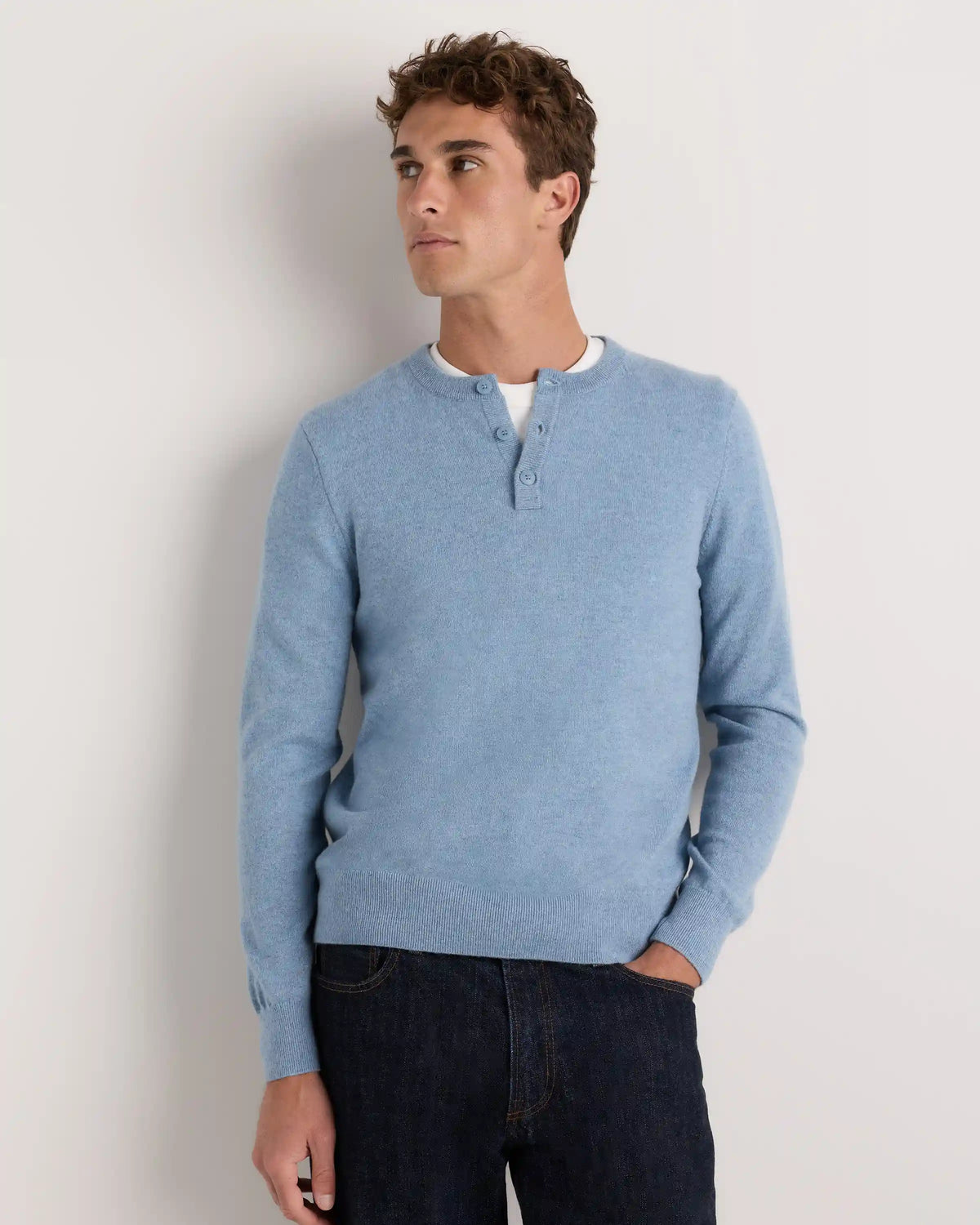 Mongolian Cashmere Henley Sweater