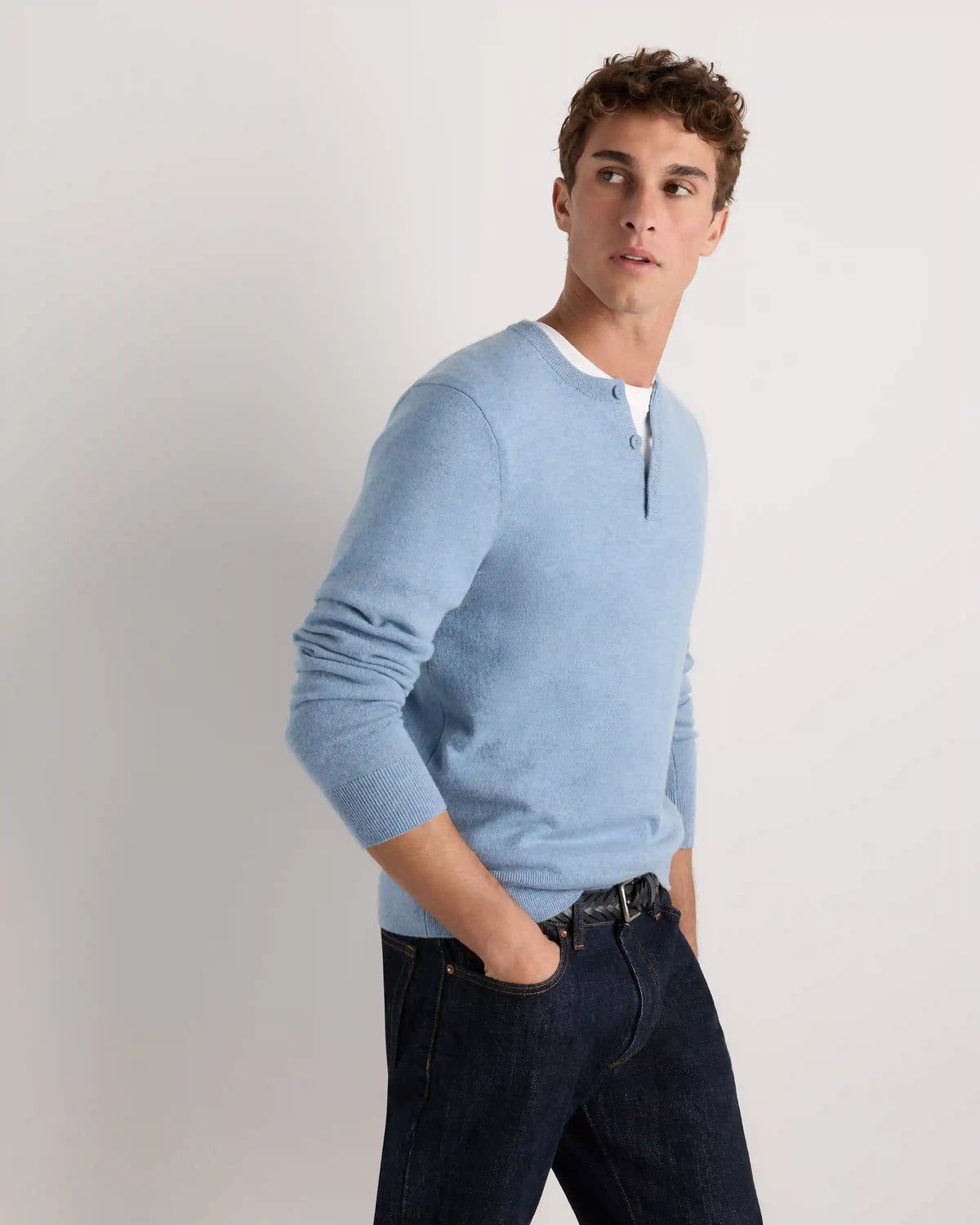 Mongolian Cashmere Henley Sweater
