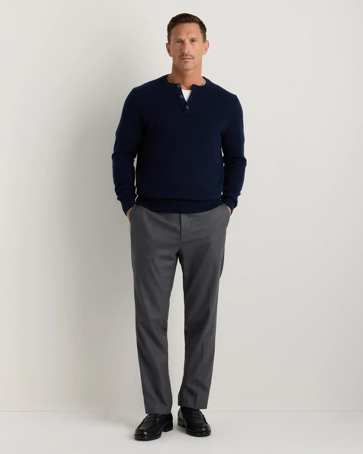 Mongolian Cashmere Henley Sweater