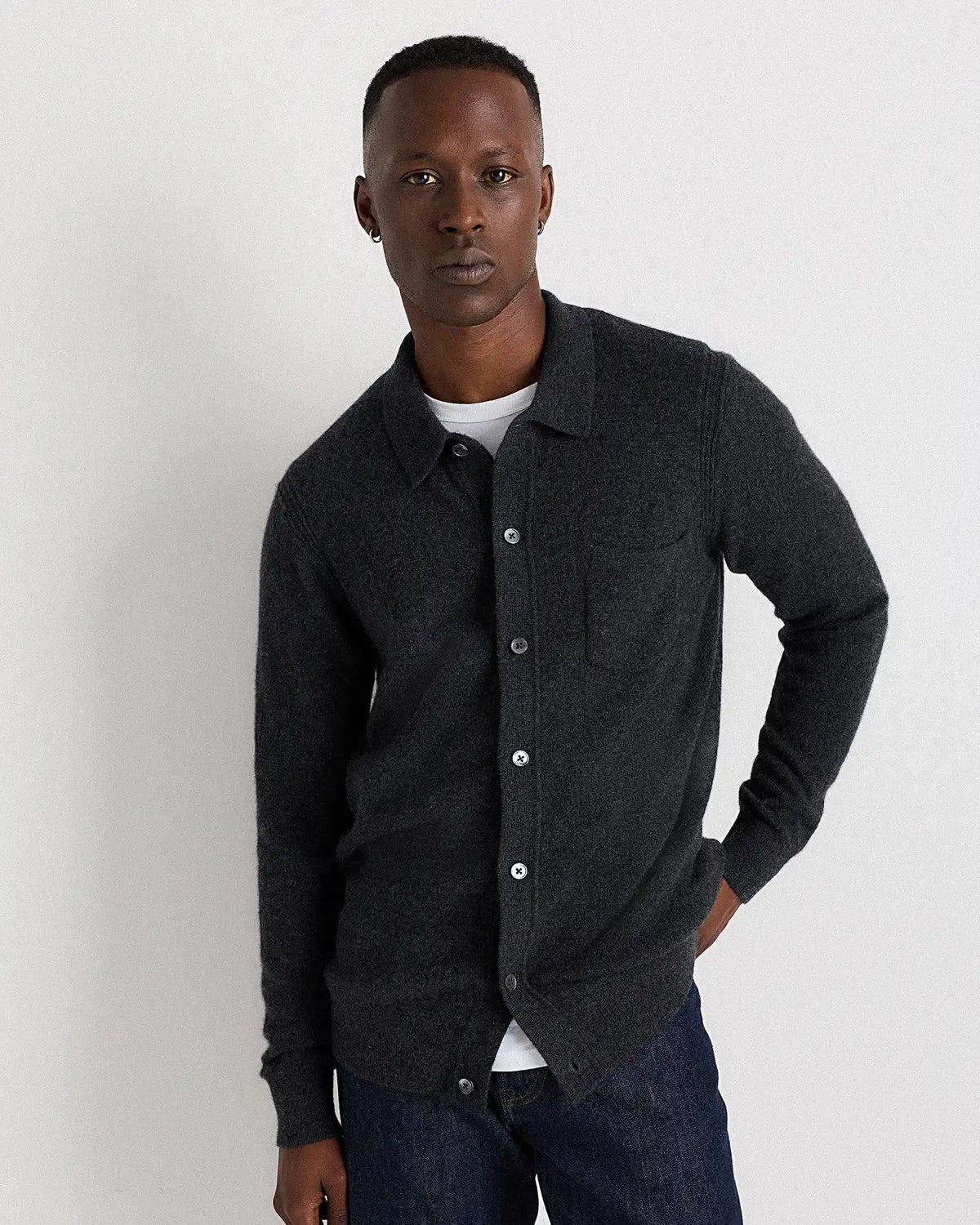 Mongolian Cashmere Button Down Sweater