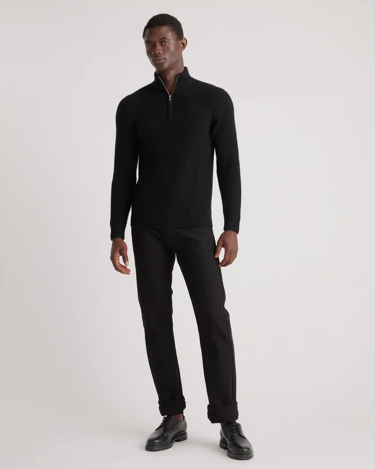 Mongolian Spring Cashmere Fisherman Quarter Zip Sweater