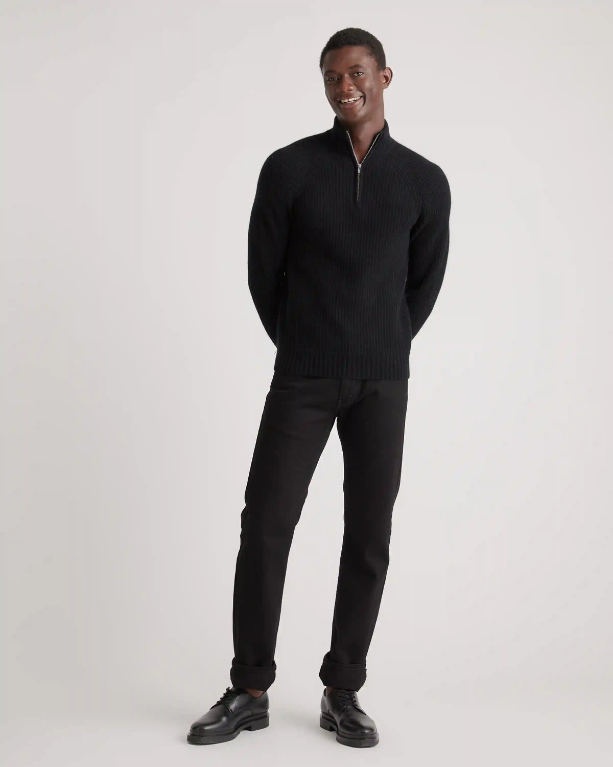 Mongolian Cashmere Fisherman Quarter Zip Sweater