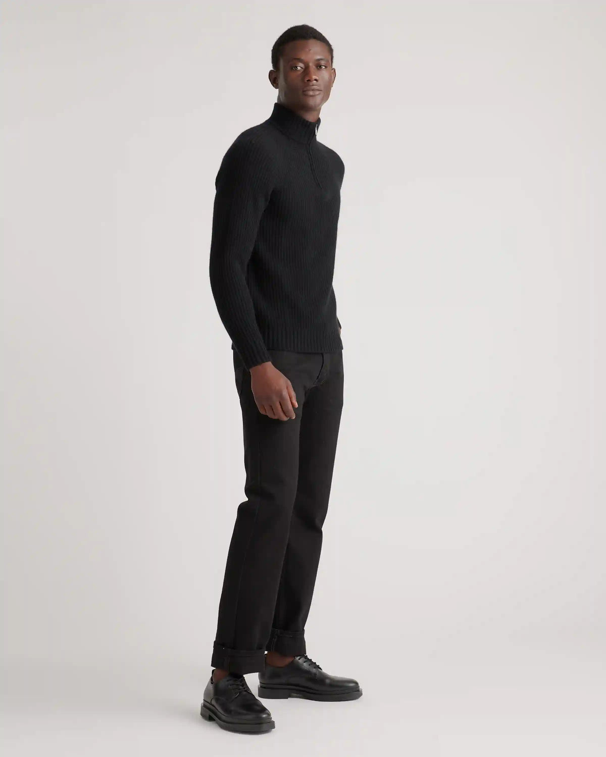 Mongolian Spring Cashmere Fisherman Quarter Zip Sweater