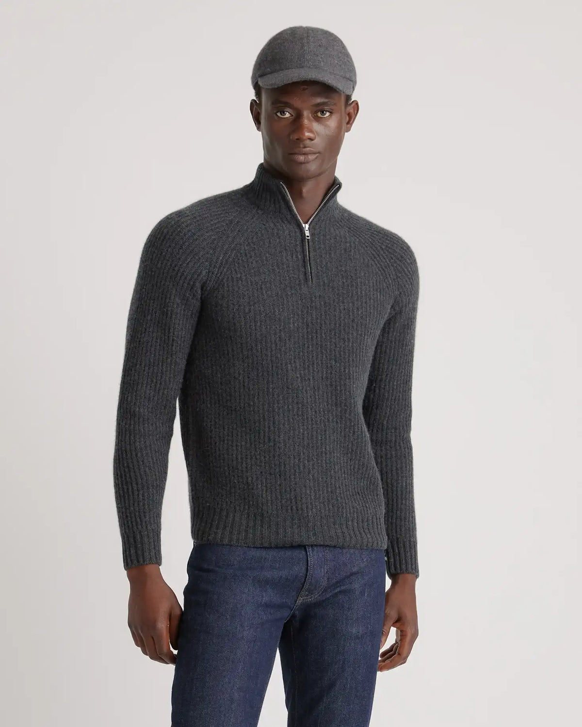 Mongolian Cashmere Fisherman Quarter Zip Sweater