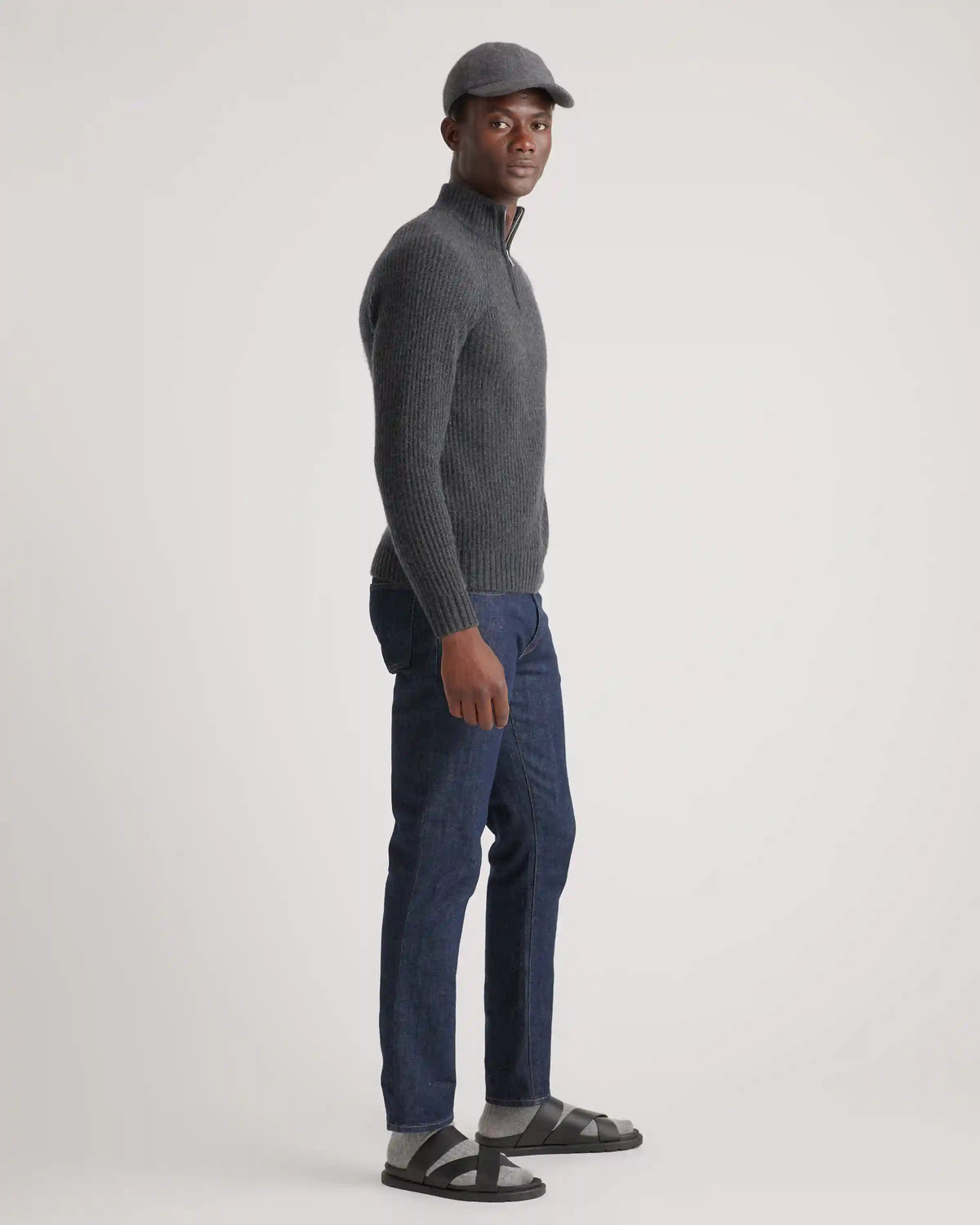 Mongolian Spring Cashmere Fisherman Quarter Zip Sweater