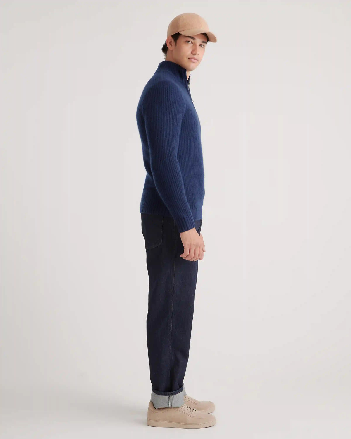 Mongolian Spring Cashmere Fisherman Quarter Zip Sweater