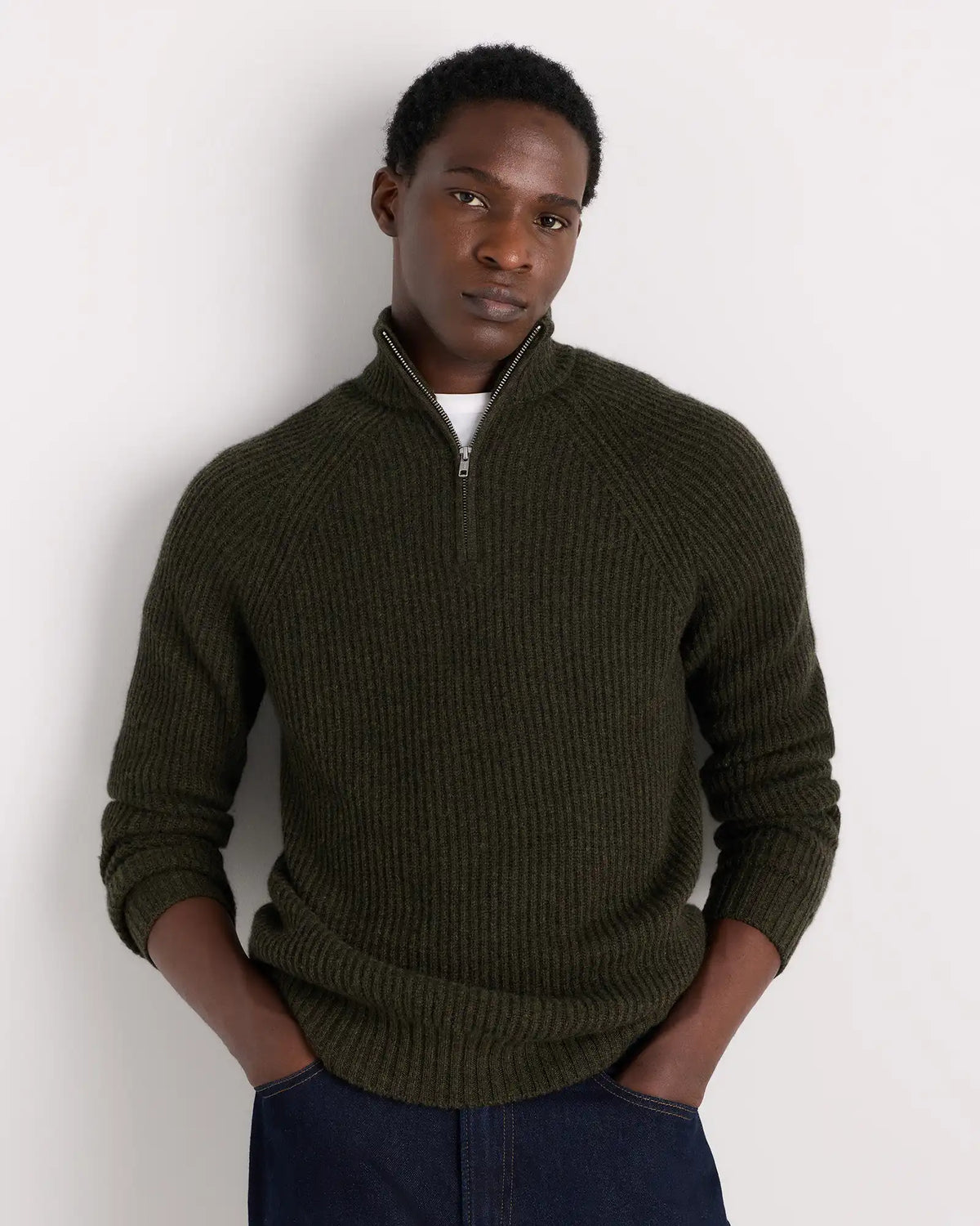 Mongolian Cashmere Fisherman Quarter Zip Sweater