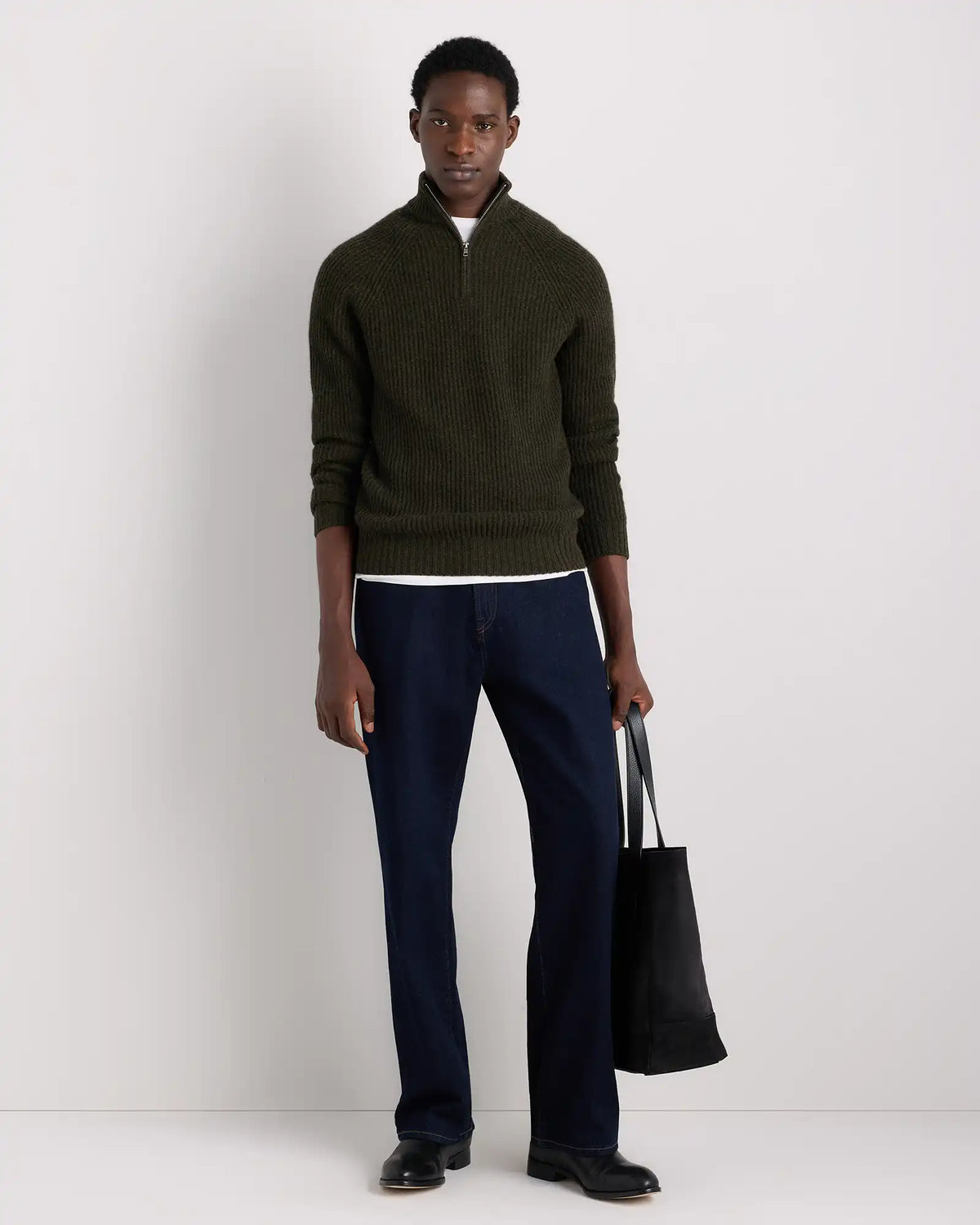 Mongolian Cashmere Fisherman Quarter Zip Sweater