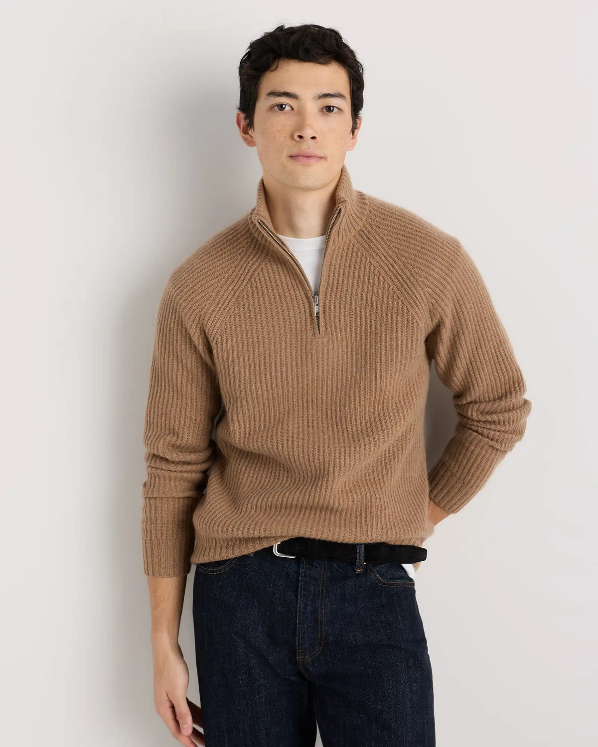 Mongolian Cashmere Fisherman Quarter Zip Sweater