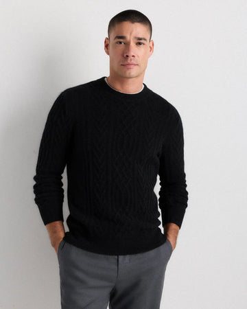Mongolian Cashmere Cable Crewneck Sweater