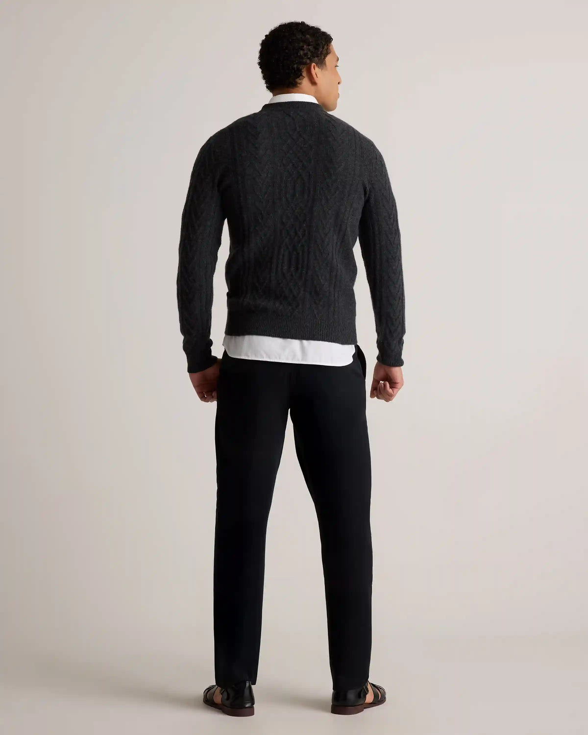 Mongolian Cashmere Cable Crewneck Sweater