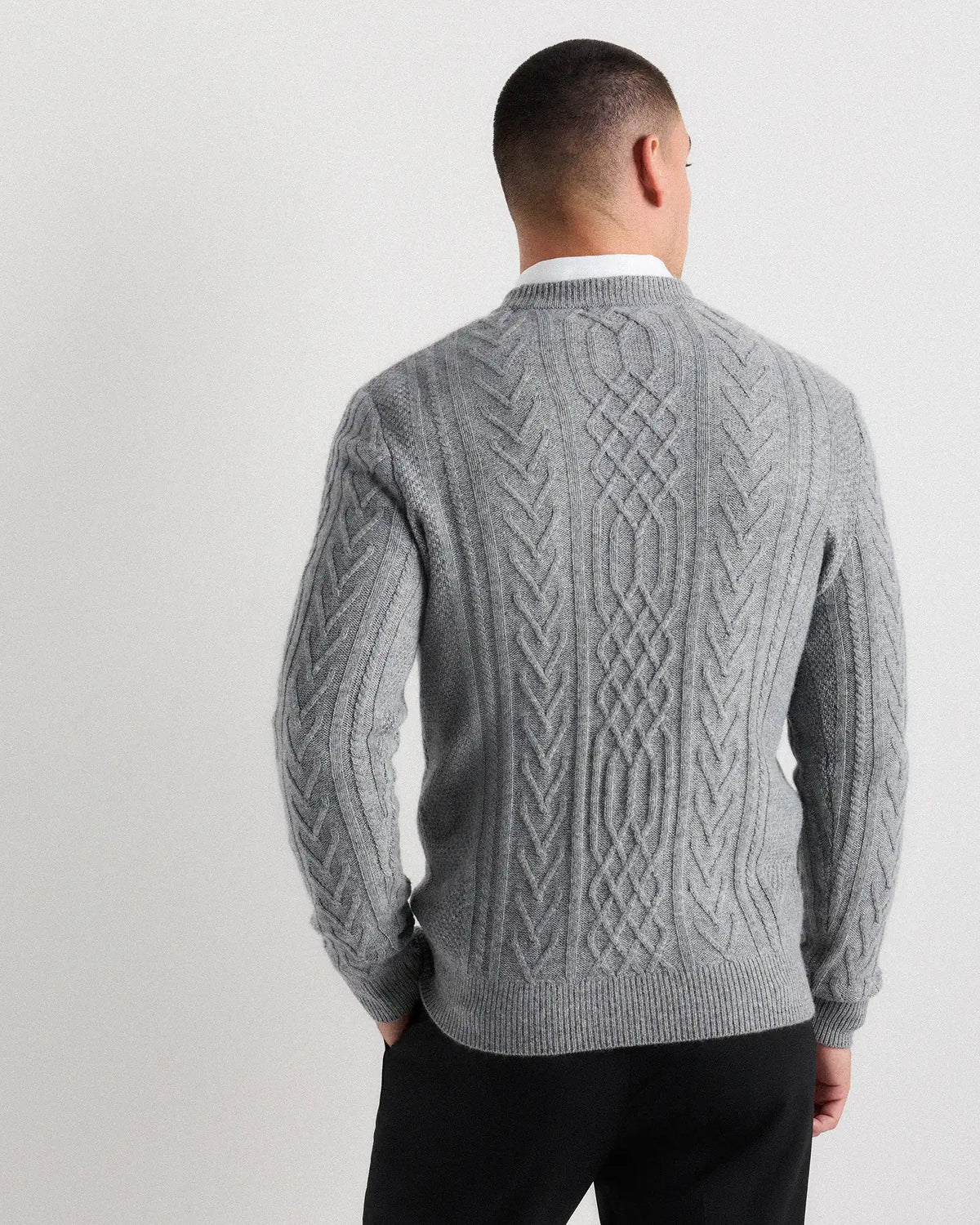 Mongolian Cashmere Cable Crewneck Sweater