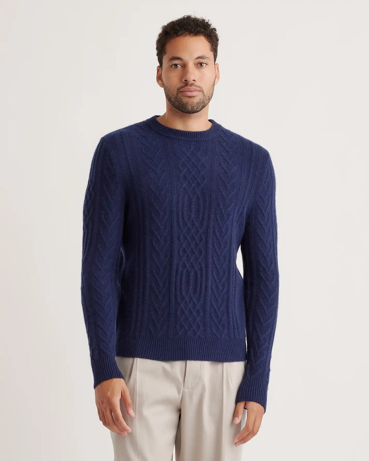 Mongolian Spring Cashmere Cable Crewneck Sweater