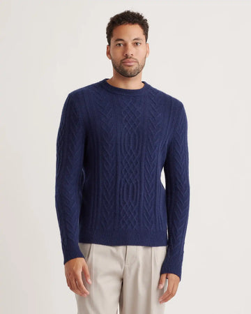 Mongolian Spring Cashmere Cable Crewneck Sweater