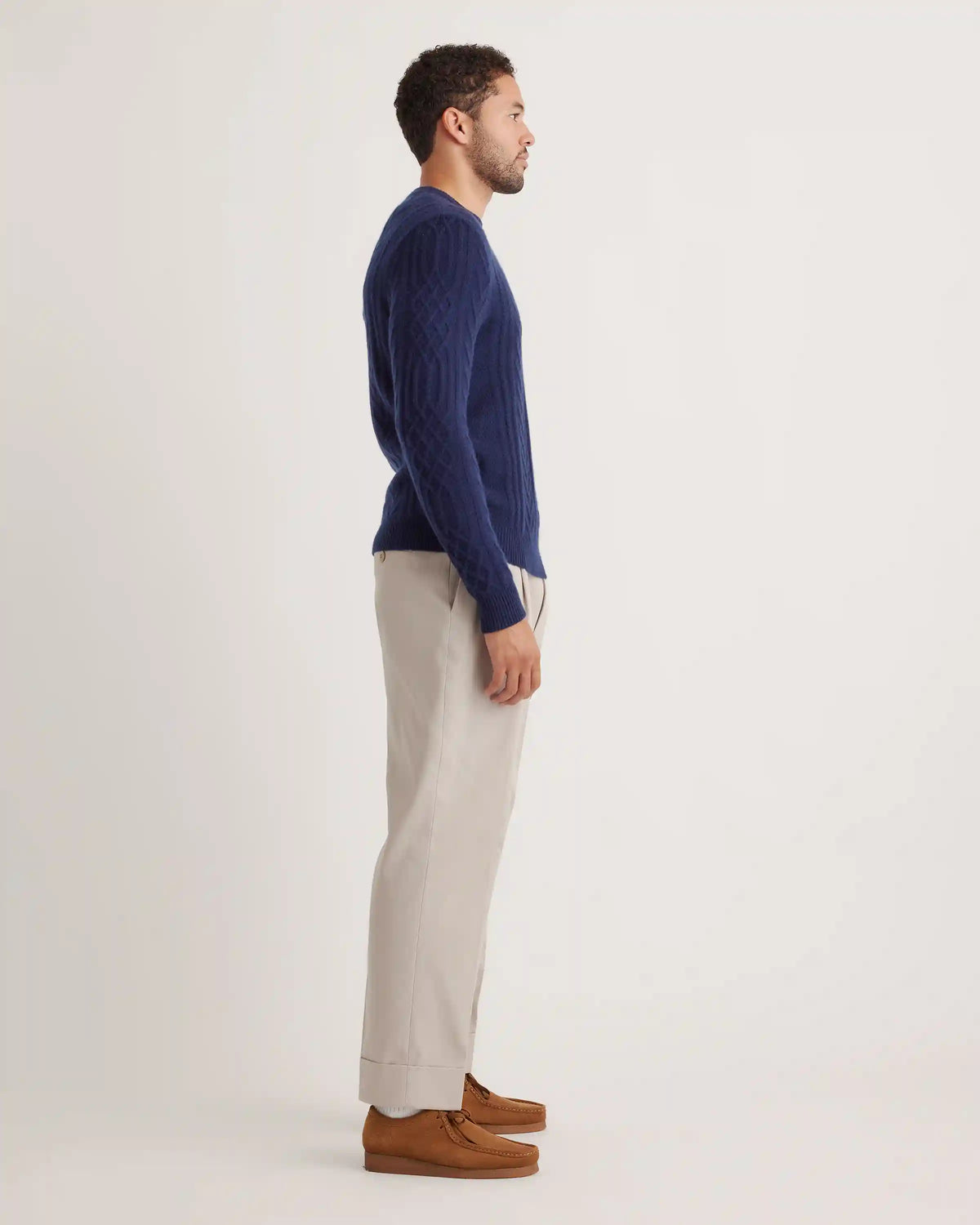 Mongolian Cashmere Cable Crewneck Sweater