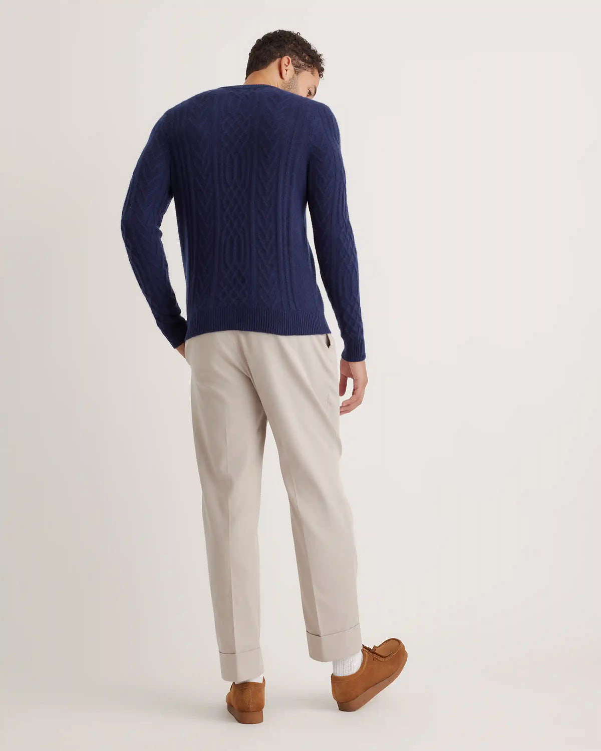 Mongolian Spring Cashmere Cable Crewneck Sweater