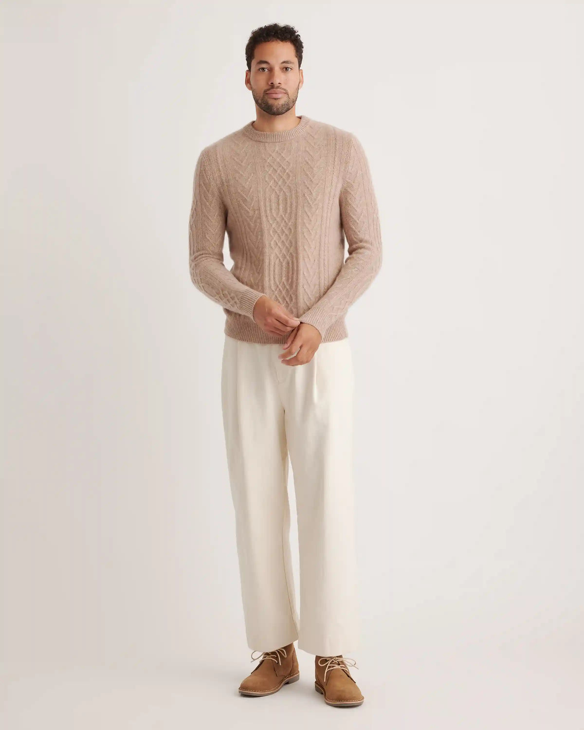 Mongolian Spring Cashmere Cable Crewneck Sweater