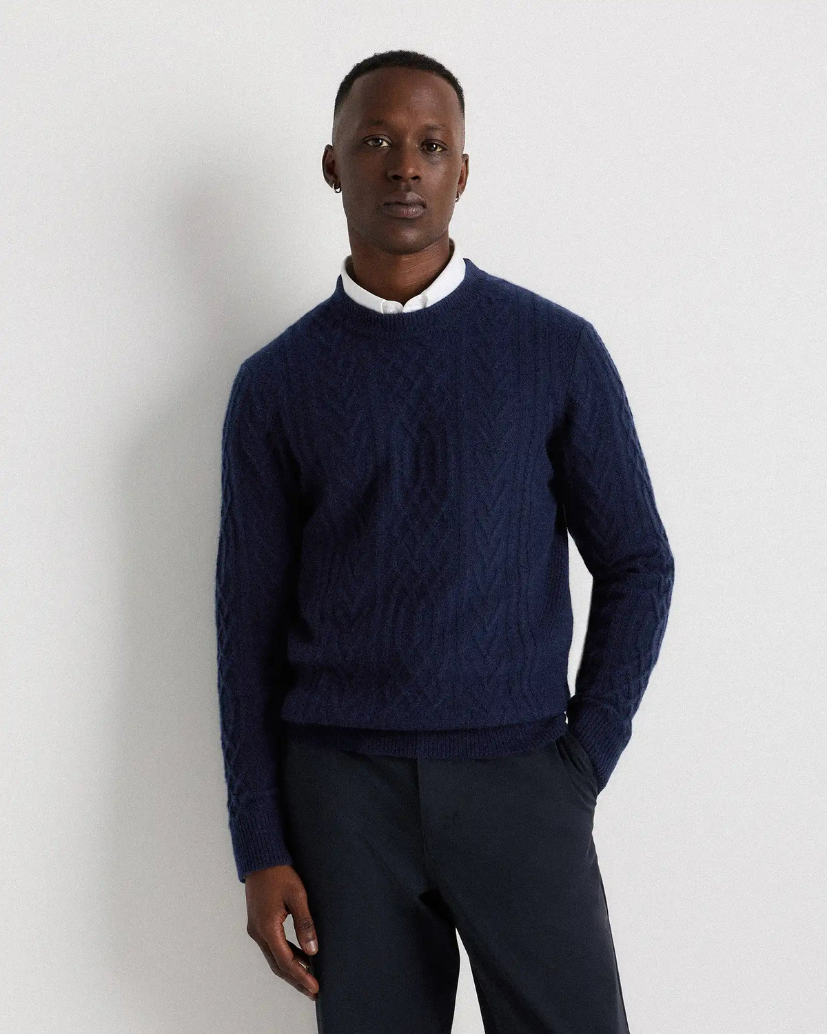 Mongolian Cashmere Cable Crewneck Sweater