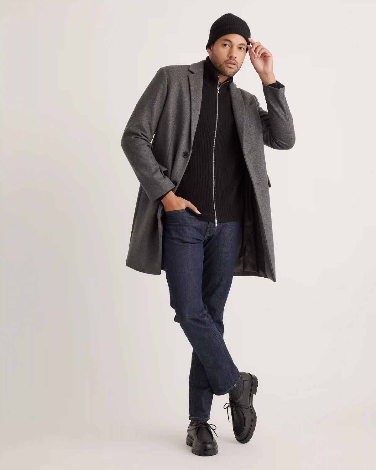 Mongolian Cashmere Fisherman Full Zip Sweater
