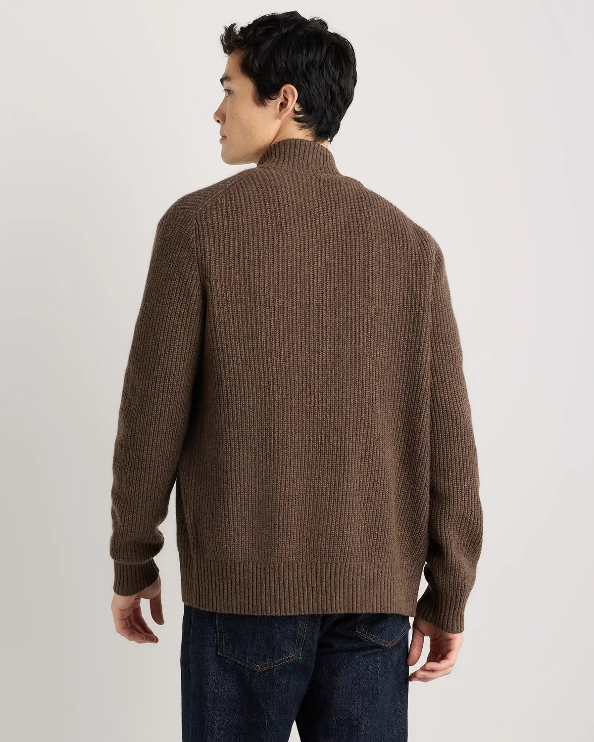 Mongolian Cashmere Fisherman Full Zip Sweater
