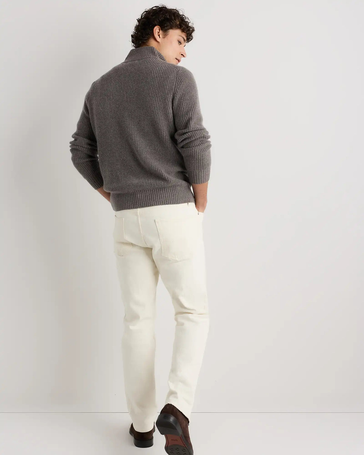 Mongolian Cashmere Fisherman Full Zip Sweater