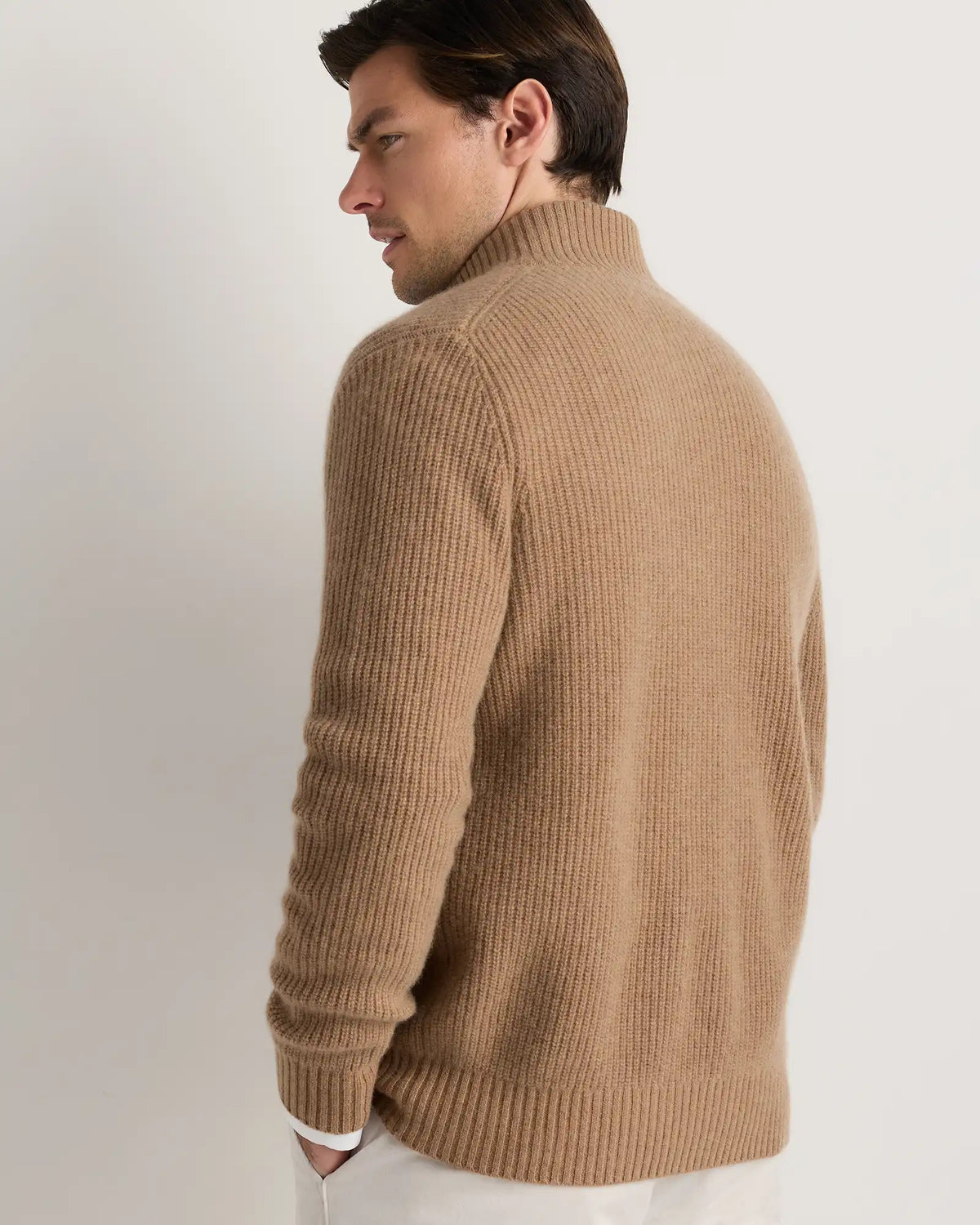 Mongolian Cashmere Fisherman Full Zip Sweater