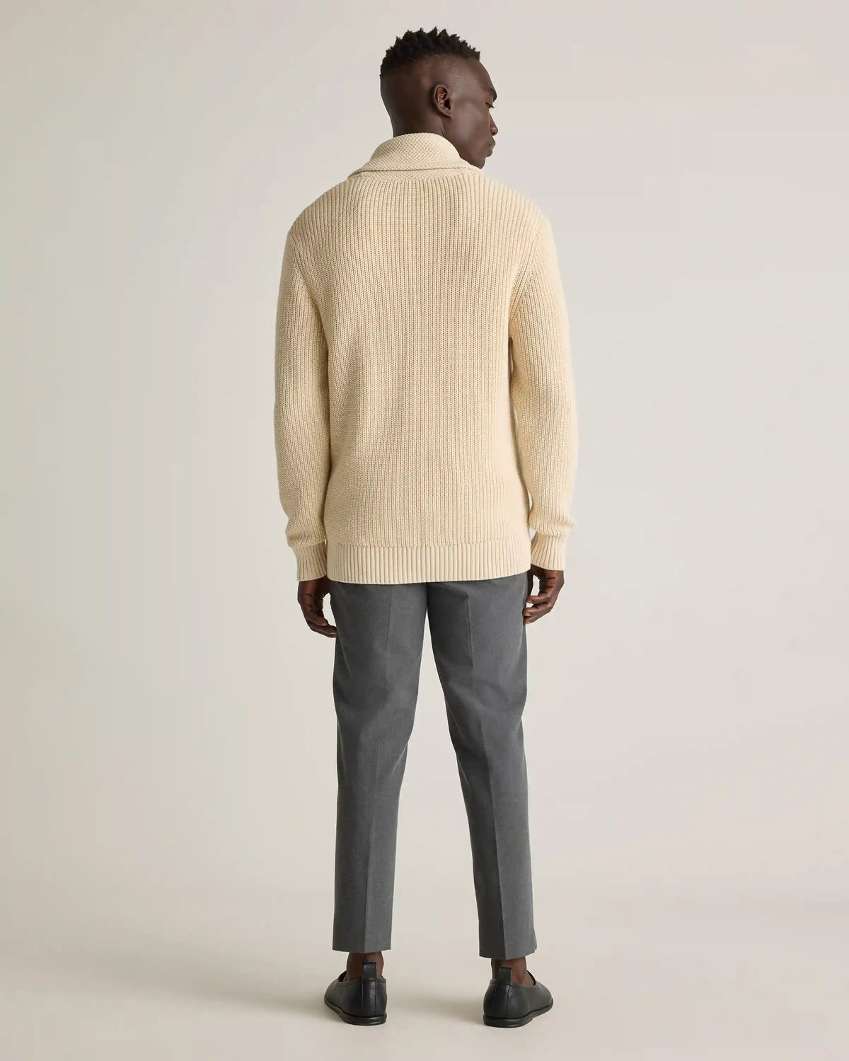 100% Organic Cotton Shawl-Collar Cardigan Sweater
