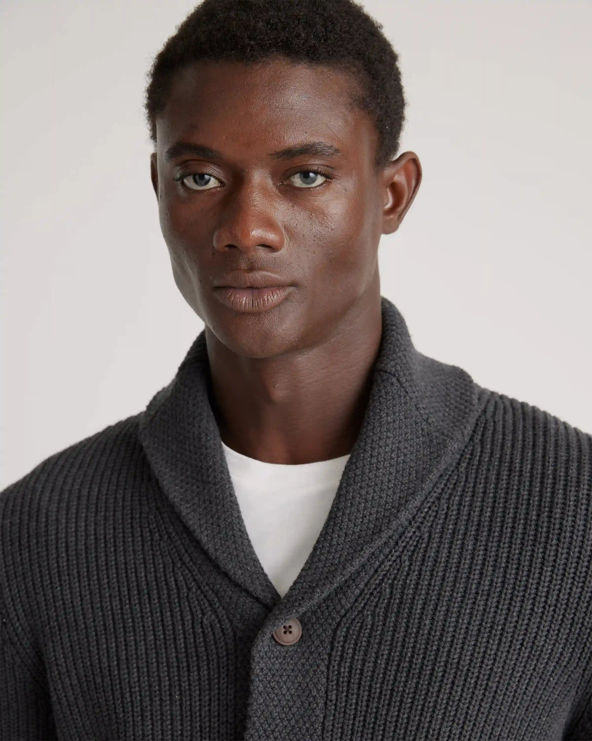 100% Organic Cotton Shawl-Collar Cardigan Sweater