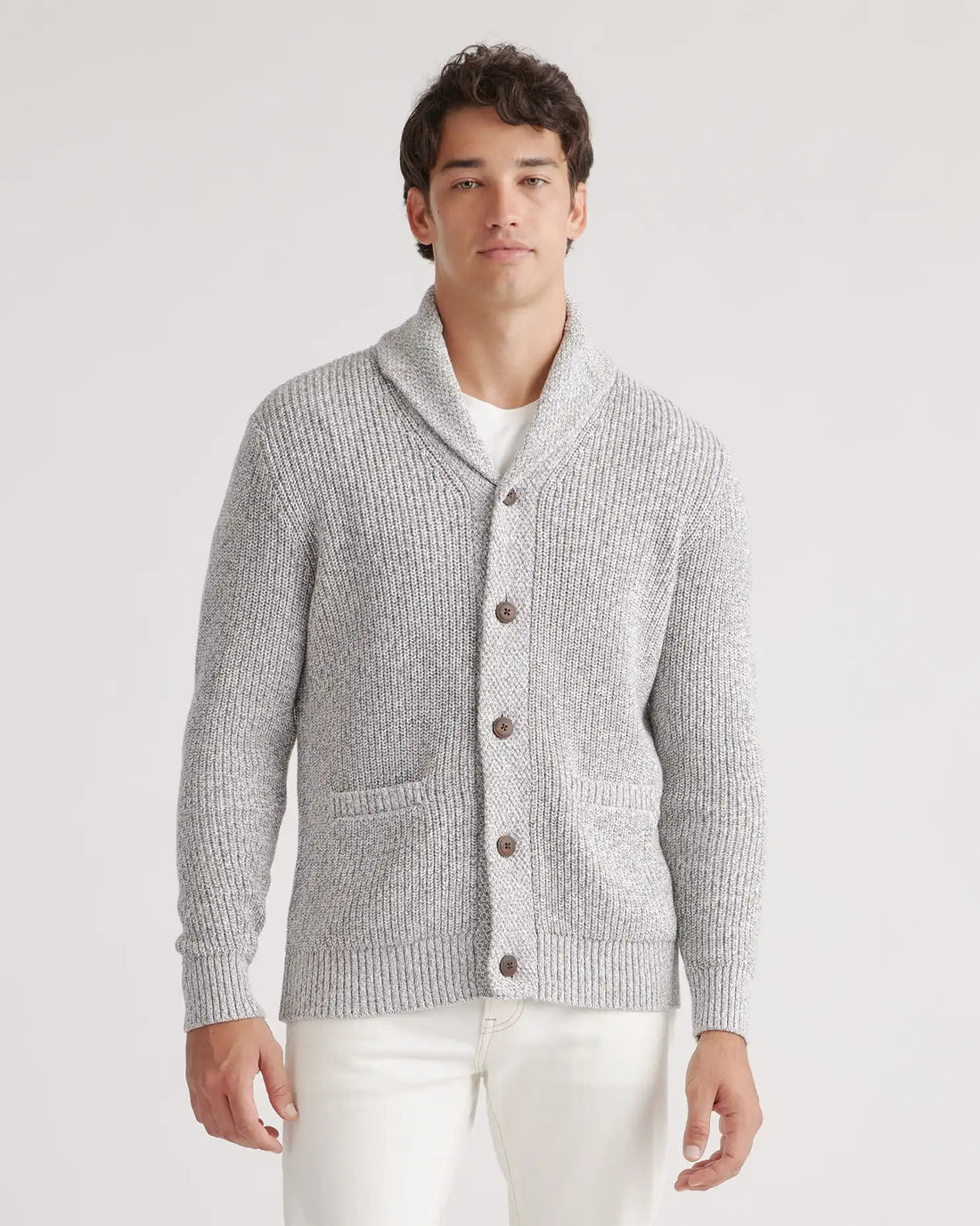 100% Organic Cotton Shawl-Collar Cardigan Sweater