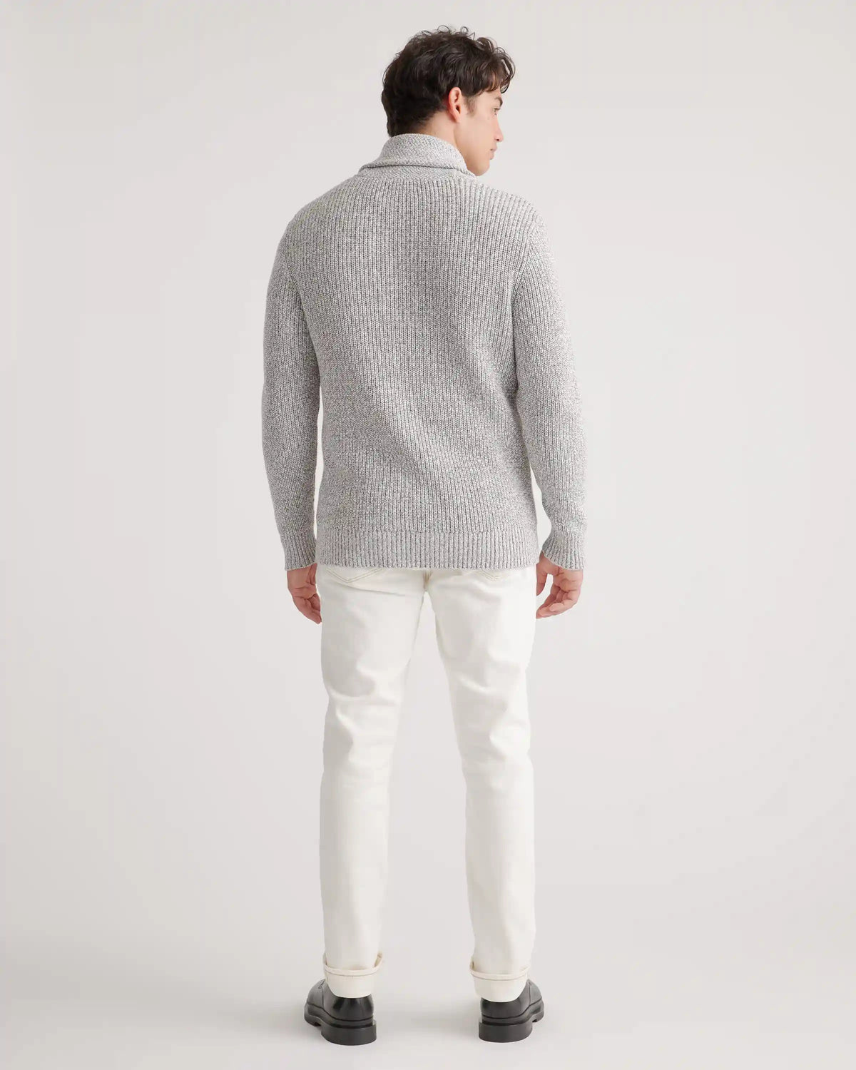 100% Organic Cotton Shawl-Collar Cardigan Sweater