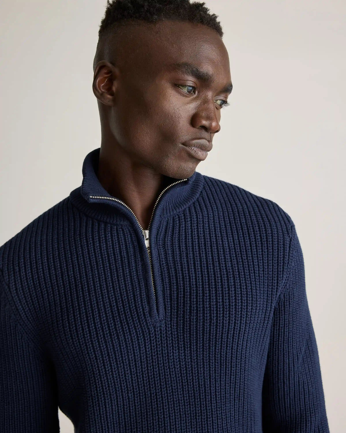 100% Organic Cotton Fisherman Quarter-Zip Sweater