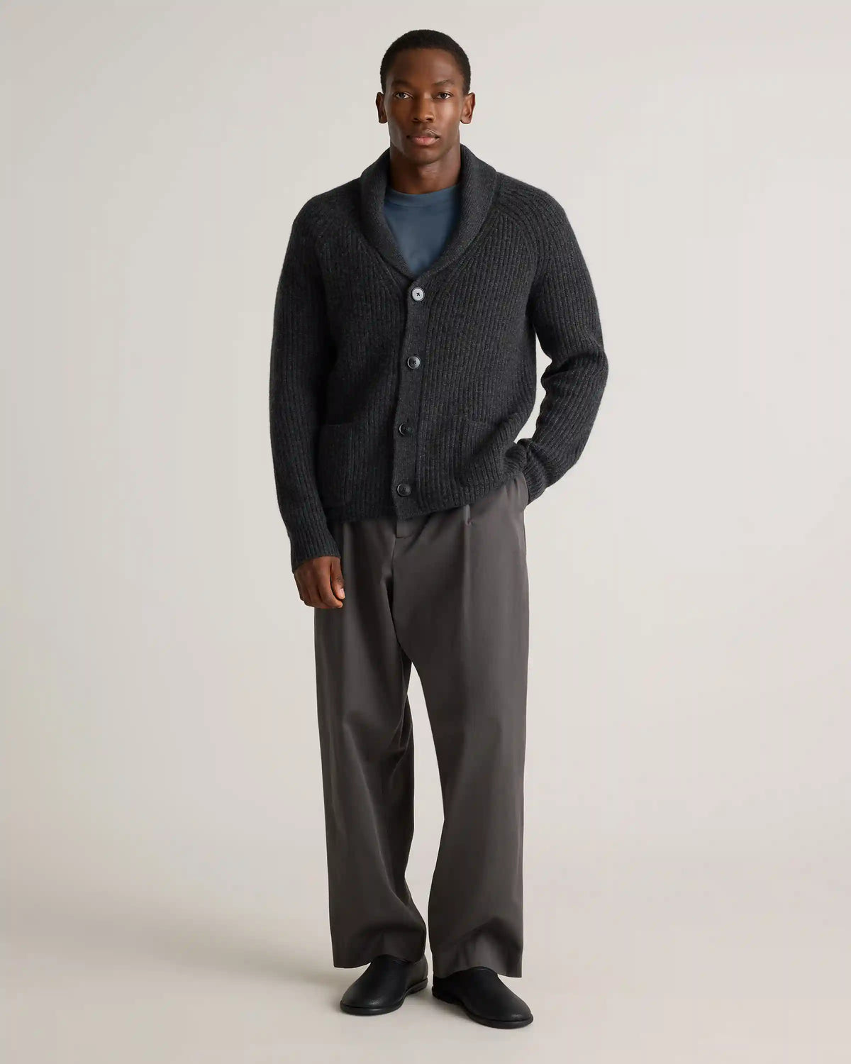 Mongolian Cashmere Shawl Collar Cardigan