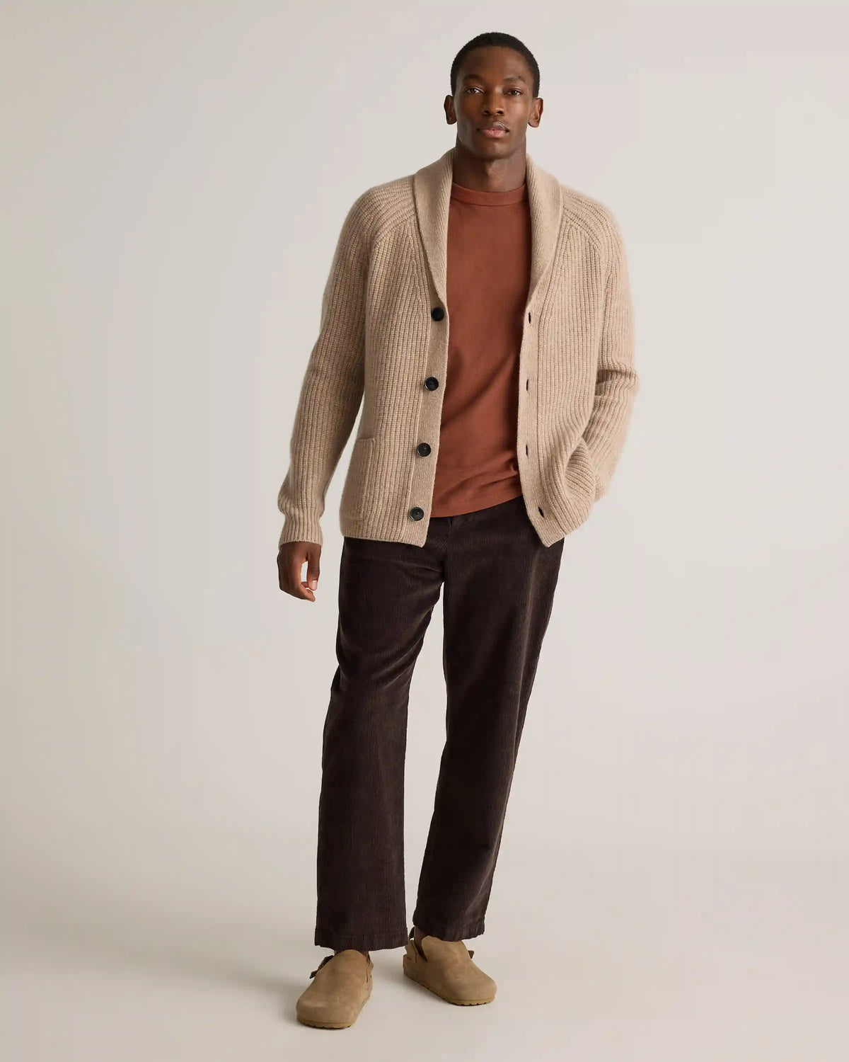 Mongolian Cashmere Shawl Collar Cardigan