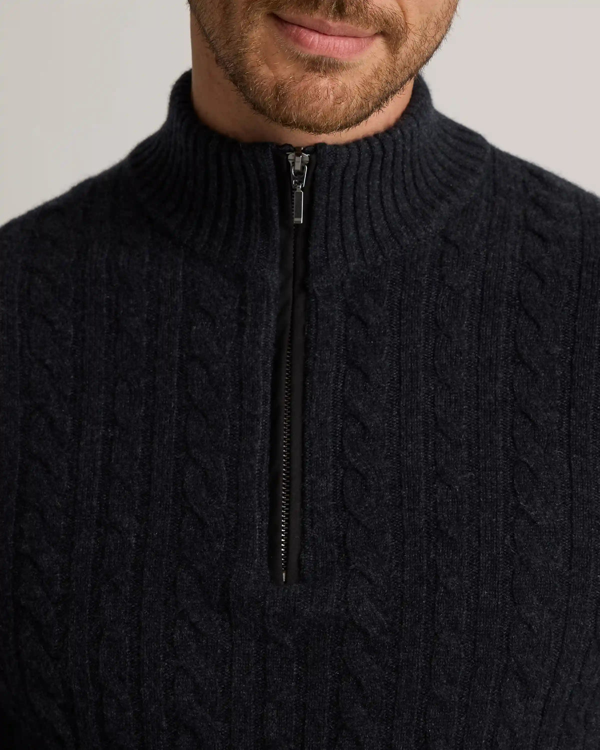 Luxe Baby Cashmere Cable Quarter Zip Sweater