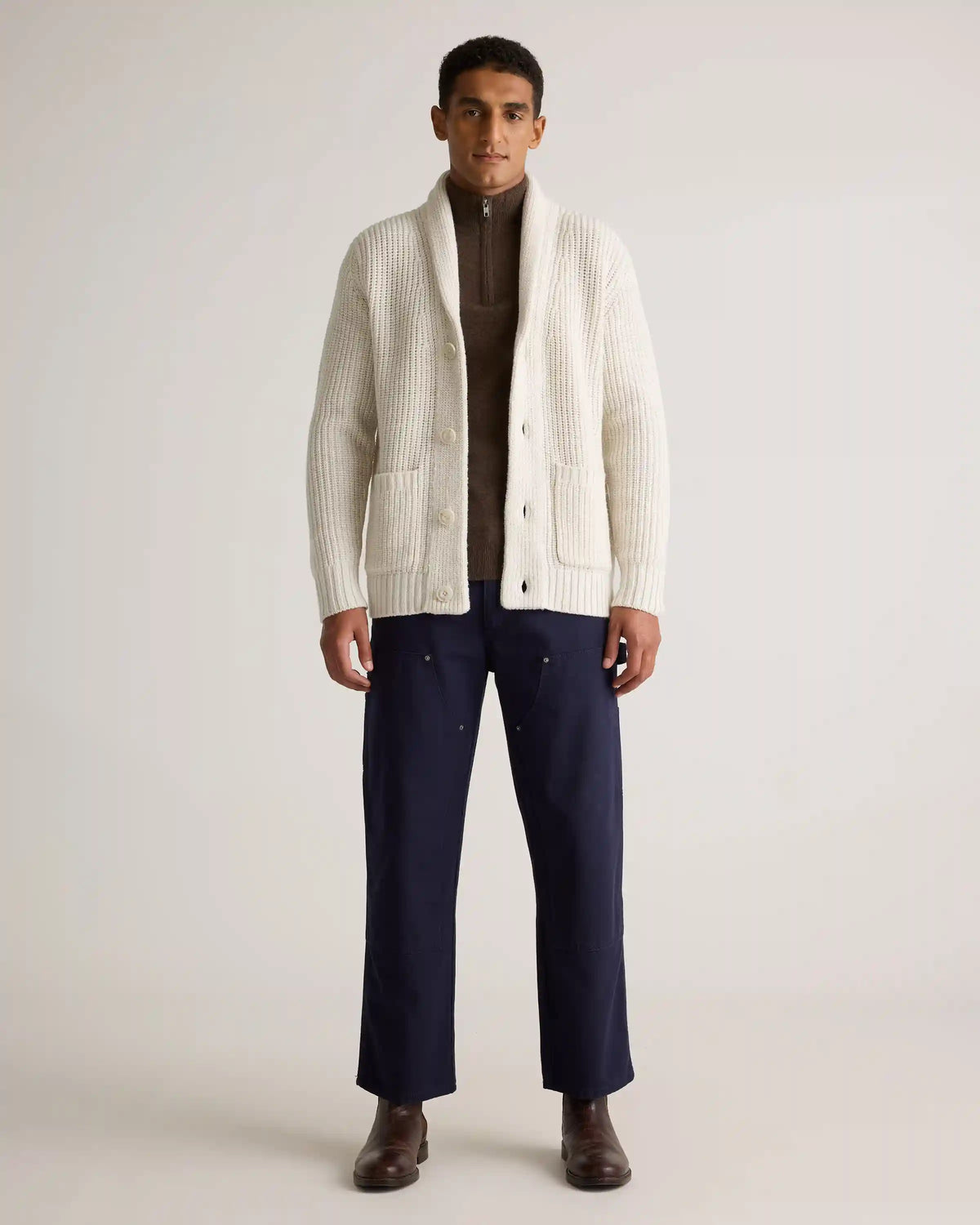 Australian Merino Wool Shawl Collar Cardigan