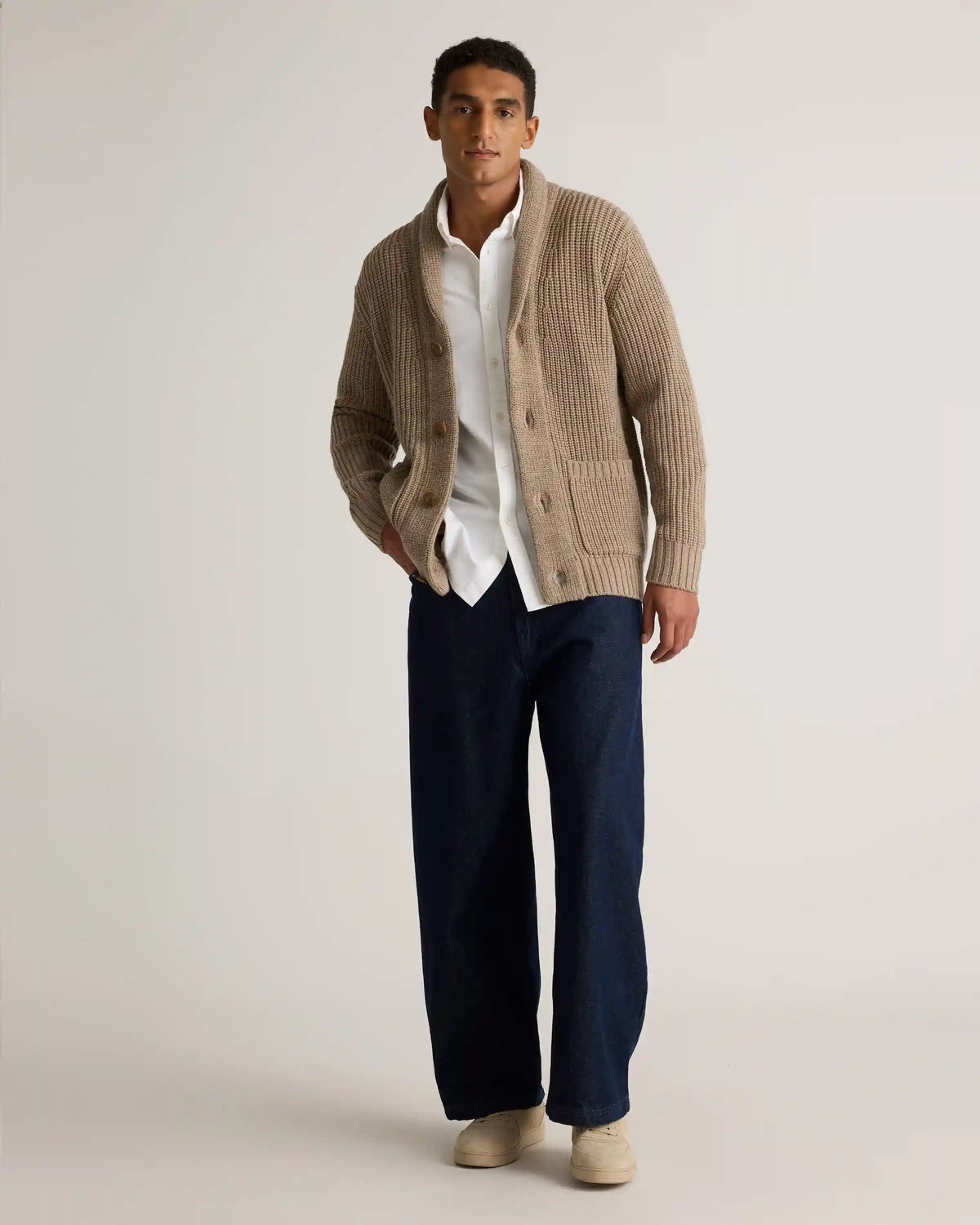 Australian Merino Wool Shawl Collar Cardigan
