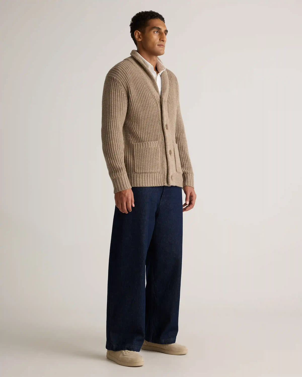 Australian Merino Wool Shawl Collar Cardigan
