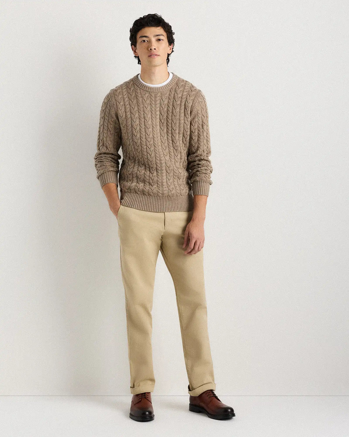Australian Merino Wool Cable Crewneck Sweater