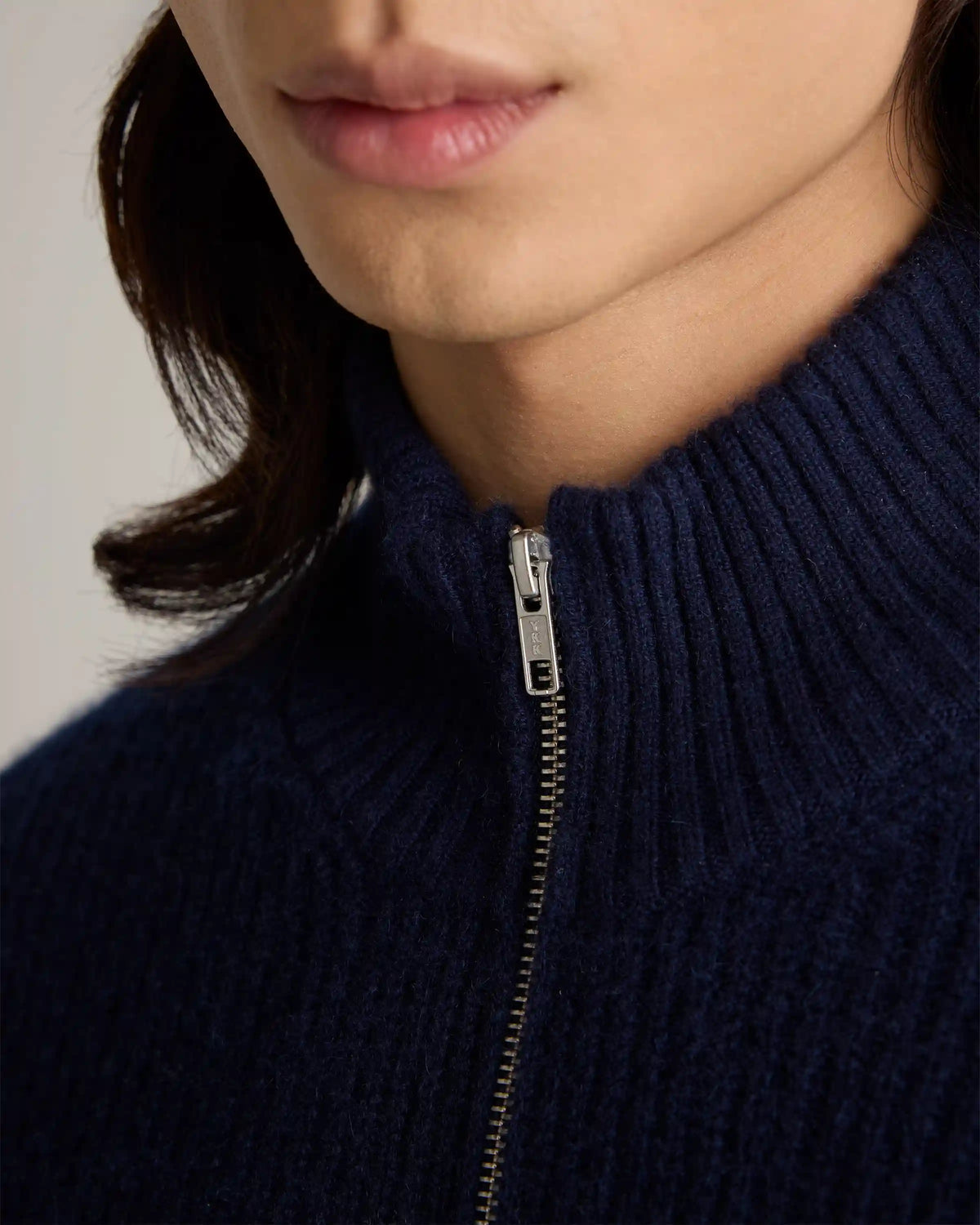 Mongolian Cashmere Fisherman Full Zip Sweater