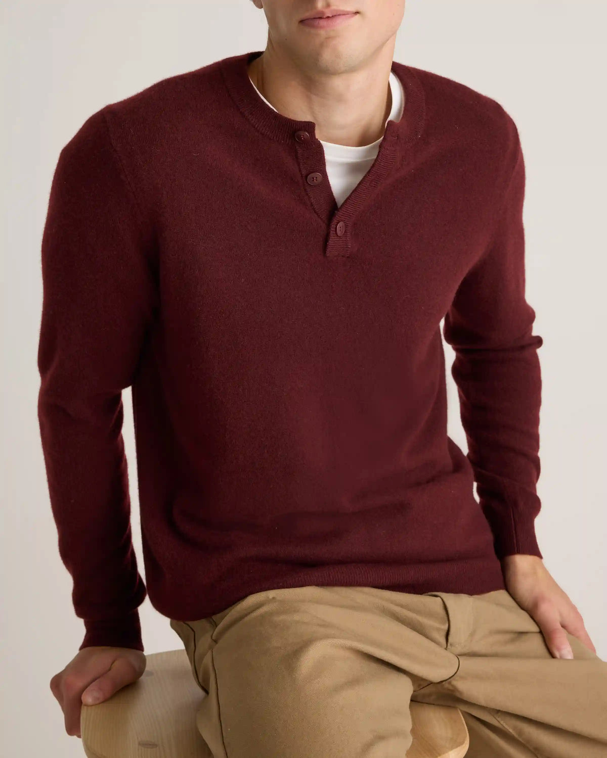 Mongolian Cashmere Henley Sweater