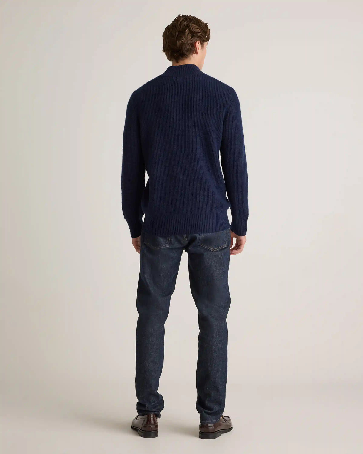Mongolian Cashmere Waffle Quarter Button Sweater