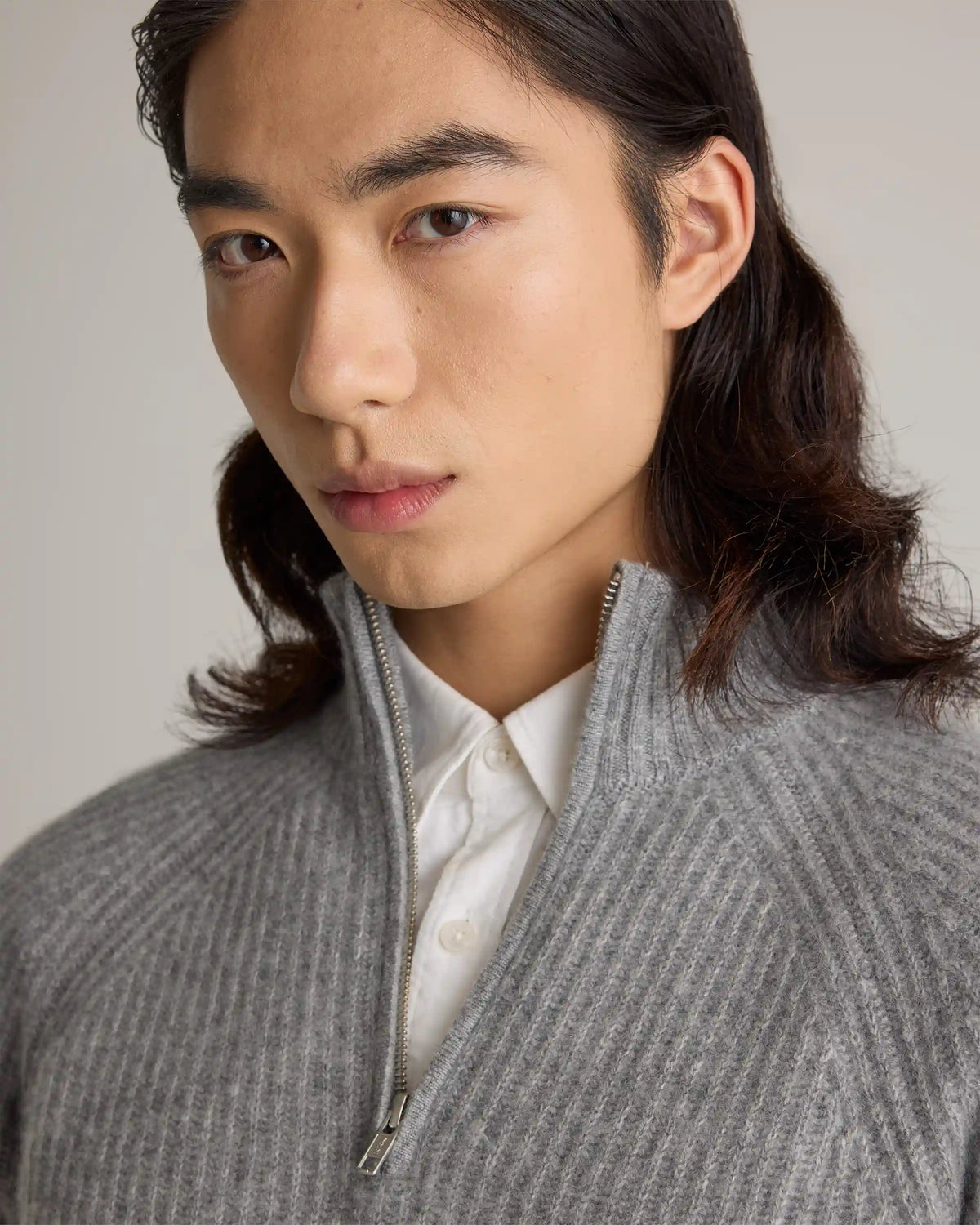 Mongolian Cashmere Fisherman Quarter Zip Sweater