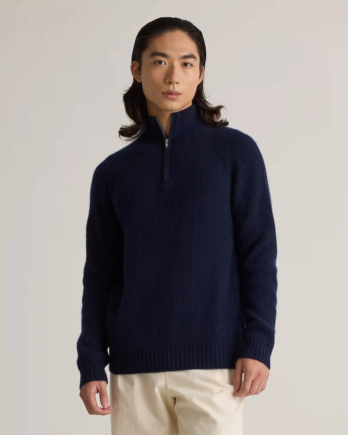 Mongolian Cashmere Fisherman Quarter Zip Sweater