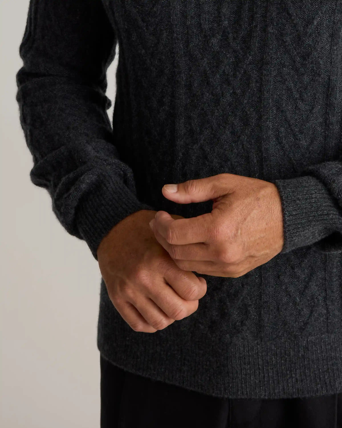 Mongolian Cashmere Cable Crewneck Sweater