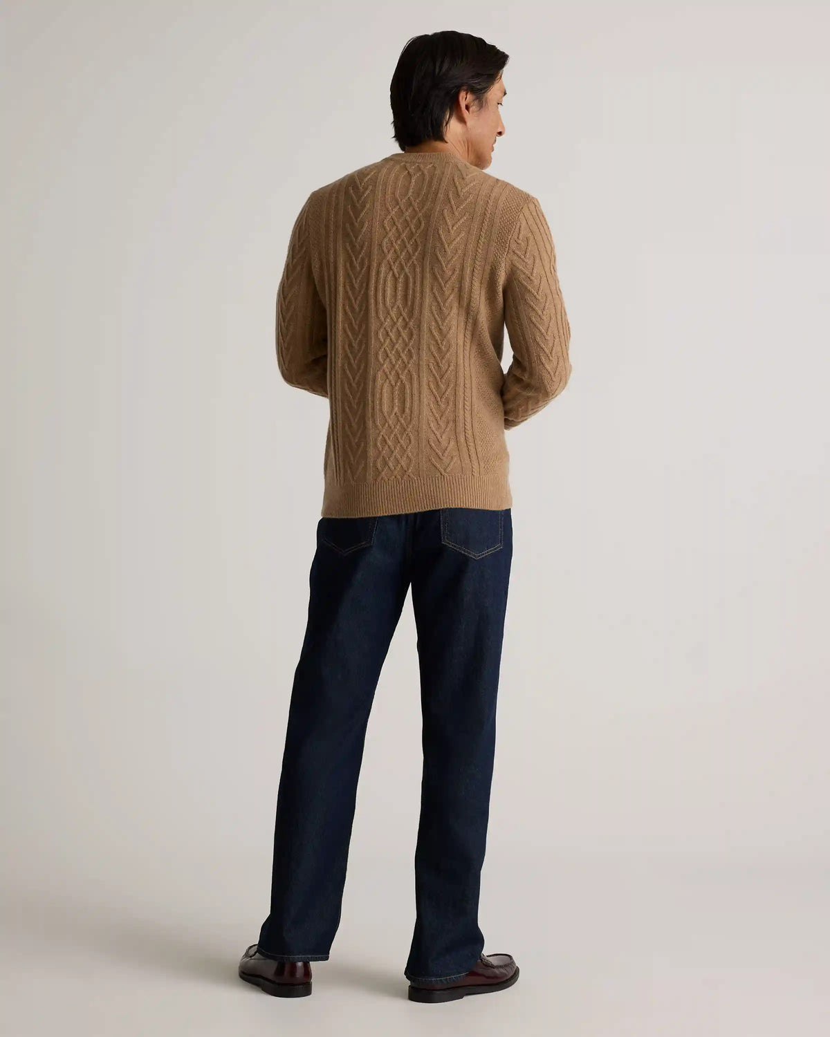Mongolian Cashmere Cable Crewneck Sweater