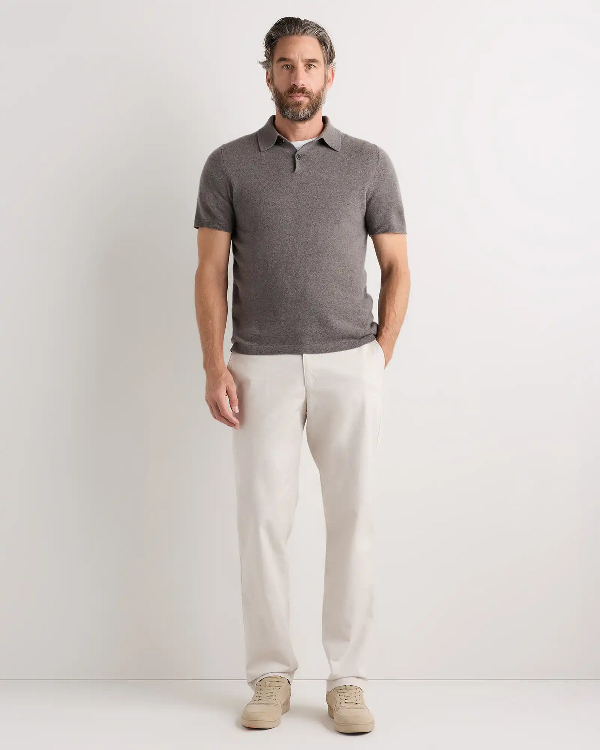 100% Mongolian Cashmere Short Sleeve Polo Sweater