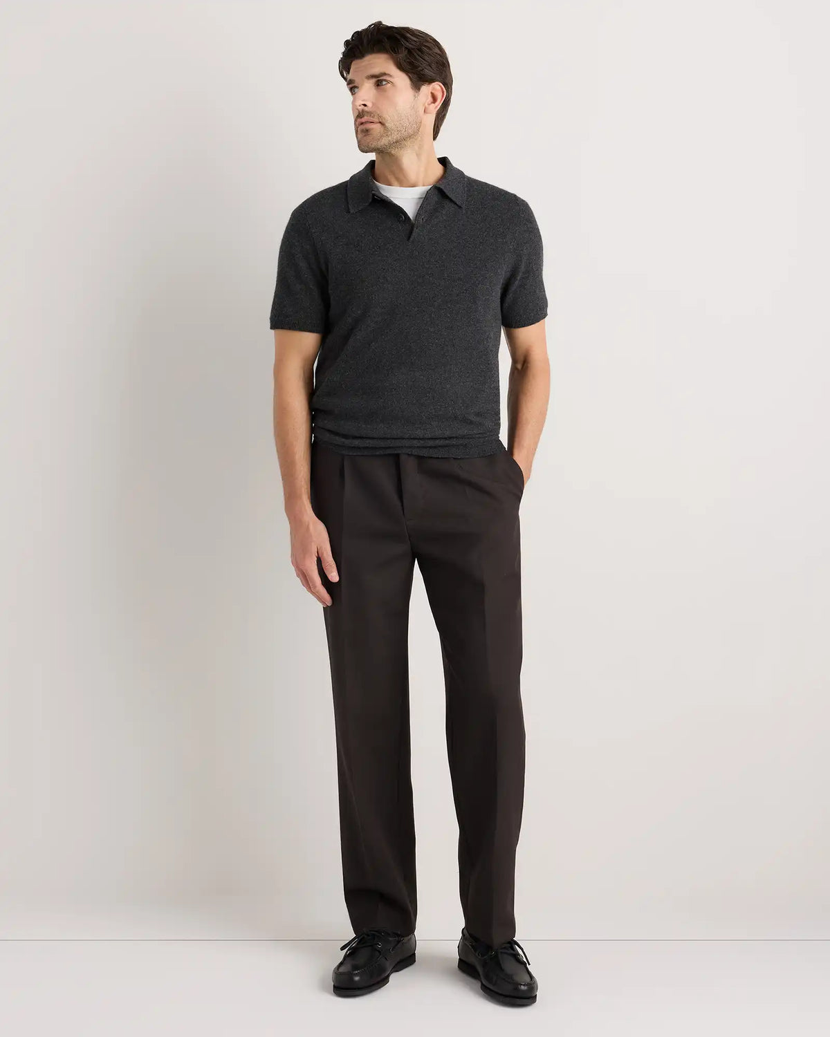 100% Mongolian Cashmere Short Sleeve Polo Sweater