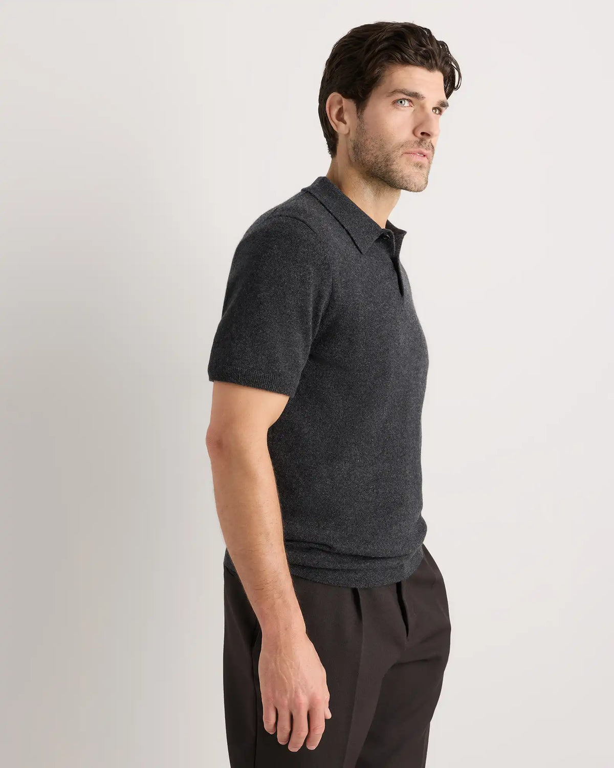 100% Mongolian Cashmere Short Sleeve Polo Sweater