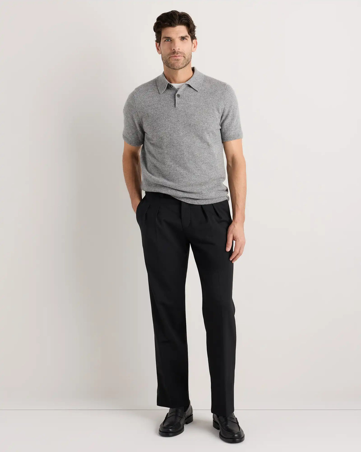 100% Mongolian Cashmere Short Sleeve Polo Sweater