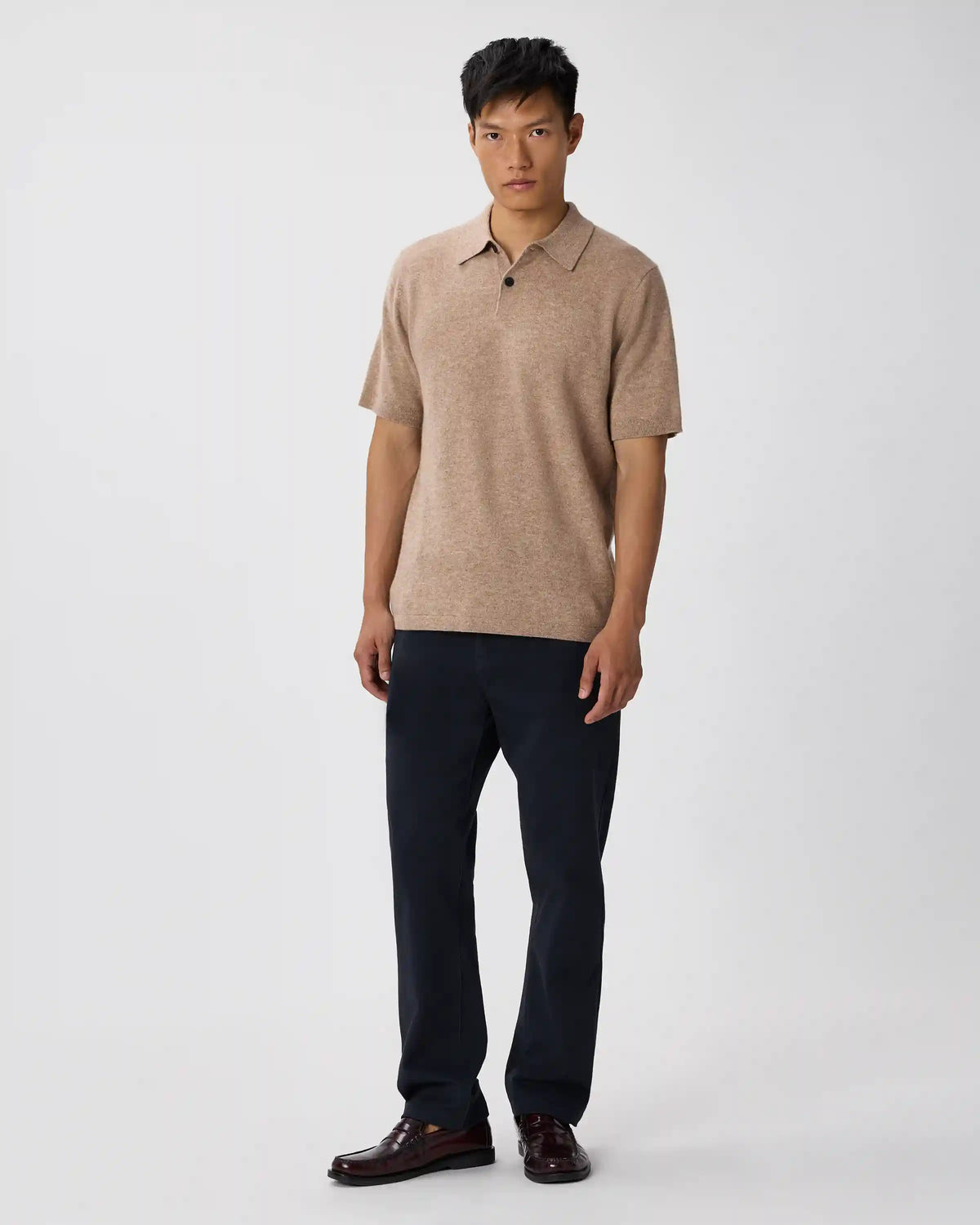 100% Mongolian Cashmere Short Sleeve Polo Sweater